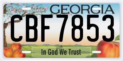 GA license plate CBF7853
