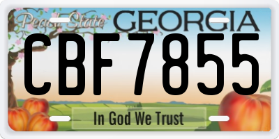 GA license plate CBF7855