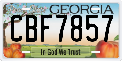 GA license plate CBF7857