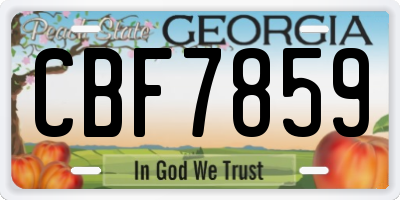 GA license plate CBF7859