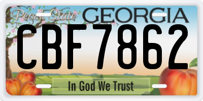 GA license plate CBF7862