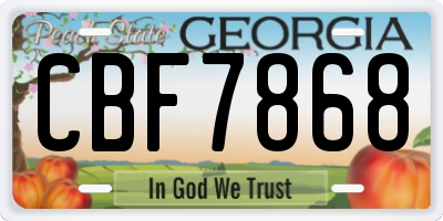 GA license plate CBF7868