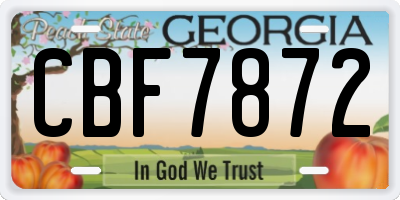 GA license plate CBF7872