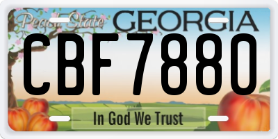 GA license plate CBF7880