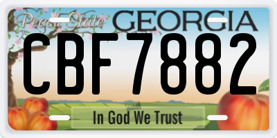 GA license plate CBF7882