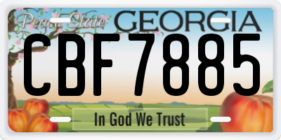 GA license plate CBF7885