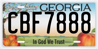 GA license plate CBF7888
