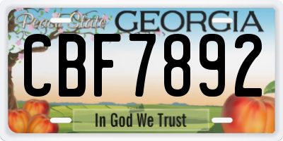 GA license plate CBF7892