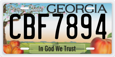 GA license plate CBF7894
