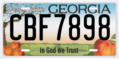 GA license plate CBF7898