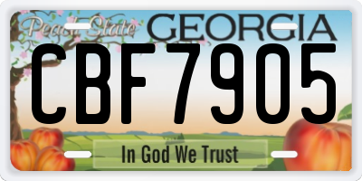 GA license plate CBF7905
