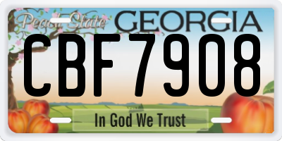 GA license plate CBF7908