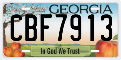 GA license plate CBF7913