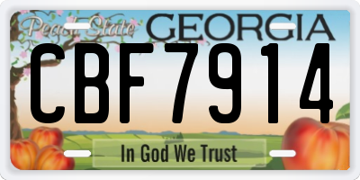 GA license plate CBF7914