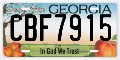 GA license plate CBF7915