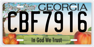 GA license plate CBF7916