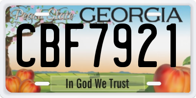 GA license plate CBF7921