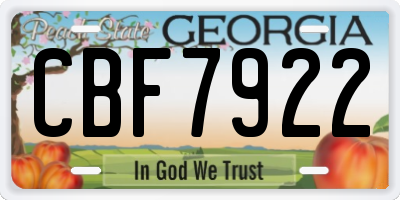 GA license plate CBF7922