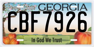 GA license plate CBF7926