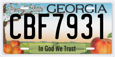 GA license plate CBF7931