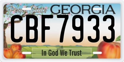GA license plate CBF7933