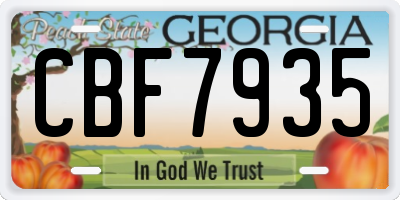 GA license plate CBF7935