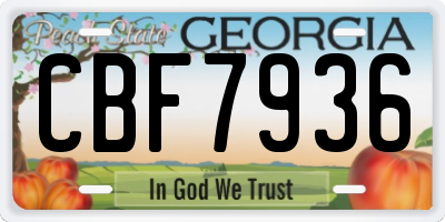 GA license plate CBF7936