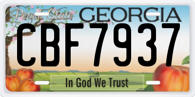 GA license plate CBF7937