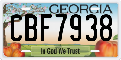 GA license plate CBF7938
