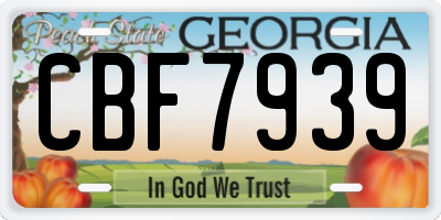 GA license plate CBF7939