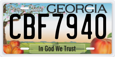 GA license plate CBF7940