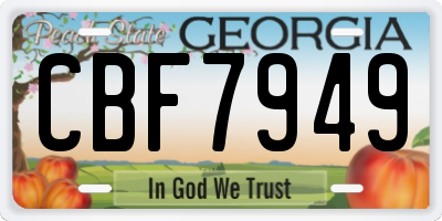 GA license plate CBF7949