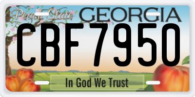 GA license plate CBF7950