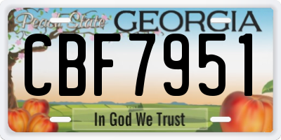 GA license plate CBF7951