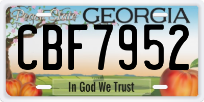 GA license plate CBF7952