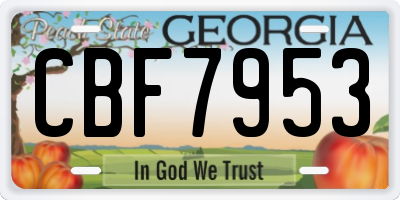 GA license plate CBF7953