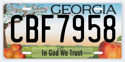 GA license plate CBF7958