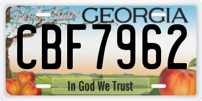GA license plate CBF7962