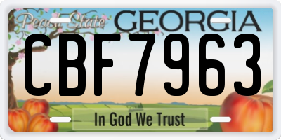 GA license plate CBF7963