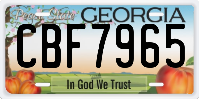 GA license plate CBF7965