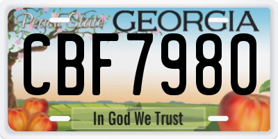 GA license plate CBF7980