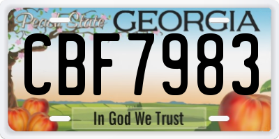 GA license plate CBF7983