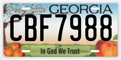 GA license plate CBF7988