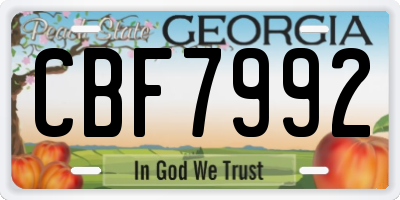 GA license plate CBF7992