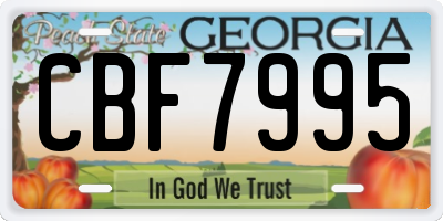 GA license plate CBF7995