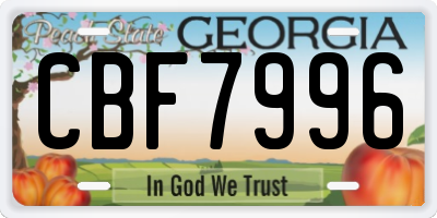 GA license plate CBF7996