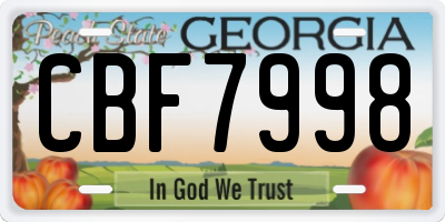 GA license plate CBF7998
