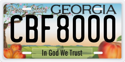 GA license plate CBF8000