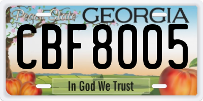 GA license plate CBF8005