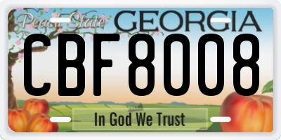 GA license plate CBF8008